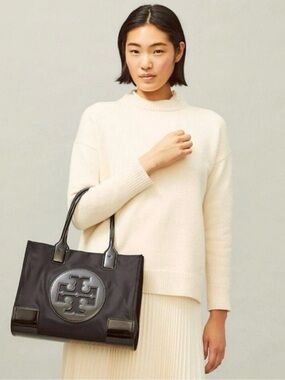 Tory Burch Black Nylon Ella Tote Bag
